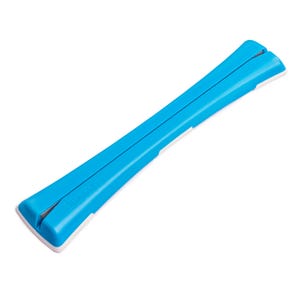 May include: A blue and white kitchen utensil, possibly for slicing or cutting food, is displayed against a white backdrop. The tool has a long, slim design with a central split and white detailing on the ends. The word "LOVECASA" is printed on the side.