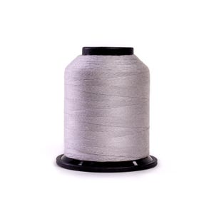 May include: A spool of light gray thread, tightly wound around a black base. The thread appears smooth and has a slight sheen, suggesting a high-quality material. Ideal for sewing, embroidery, or other textile projects.