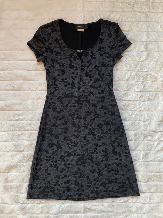 90's black floral dress - image 2