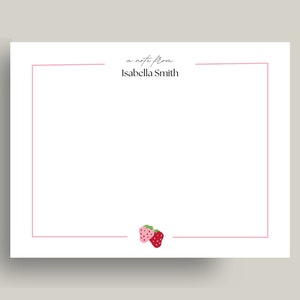 Set of 10 Personalized Flat Stationery: Strawberry Patch Stationery
