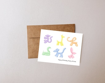 Balloon Animal Birthday Card: Blank Note Cards, Animal Birthday Cards