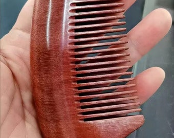 Peine de madera de ébano Natural: masajeador rizador de pelo largo para hombres y mujeres, Mini peine de dientes anchos de sándalo grabado bonito