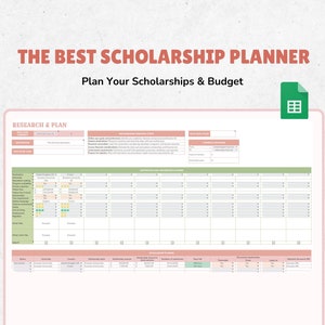 The Best Scholarship Planner | Google Sheets | School Tracker | School Scholarship Tracker | College Spreadsheet | Student Budget