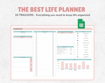 Best Life Planner Google Sheets Spreadsheet | Budget Tracker | Goal Tracker | Meal Planner | Grocery Tracker | Habit Tracker | To Do List