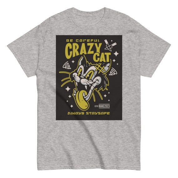 Best Seller Gift Idea Crazy Cat Men's Streetwear Classic Tee