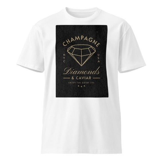 Best Seller Diamond Champagne & Caviar Unisex Premium Heavyweight Thick Streetwear T-shirt