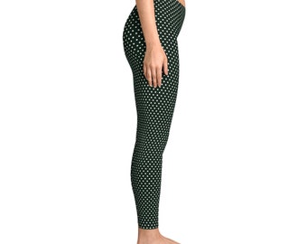 Shade Of Green Polka Dots Stretchy Leggings Design (AOP),Gift For Women,Gift,Gift For Her,Workout Leggings,Leggings,Polka Dots Leggings