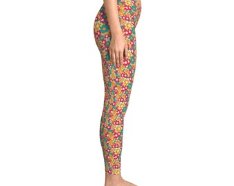 Retro Floral29 Stretchy Leggings (AOP), Leggings, Gift For Her, Leggings For Women, Leggings For Her