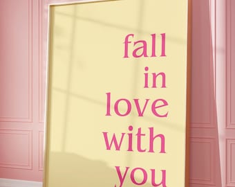 Inspirational Quote Print: Pink & Yellow Retro Wall Art,  Bedroom Decor