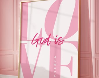 Póster cristiano rosa &quot;Dios es amor&quot;: Cita bíblica (descarga digital)