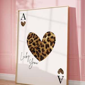 Leopard Ace of Hearts Poster: Trendy Preppy Wall Art (Digital Download)
