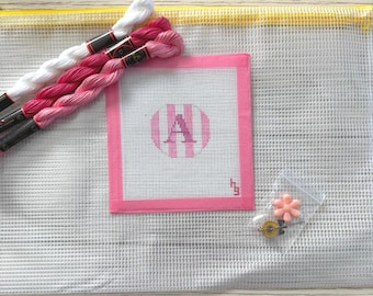 Monogram - Needlepoint Kit - Handpainted Beginner Complete Set - All Supplies Included - 18 mesh Canvas - Customizable