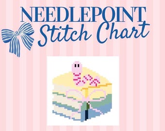 Book Worm - Needlepoint Stitch Chart - Digital Download