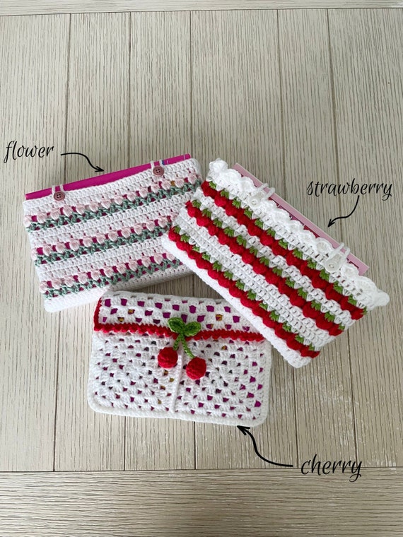 Crochet Book Sleeve, Handmade Book Sleeve, Book Cover, Flower Book Cover, Fruit Book Cover, Reading Accessories