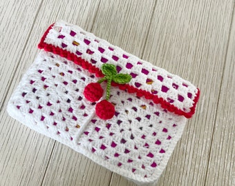 Crochet Book Sleeve, Handmade Book Sleeve, Book Cover, Flower Book Cover, Fruit Book Cover, Reading Accessories