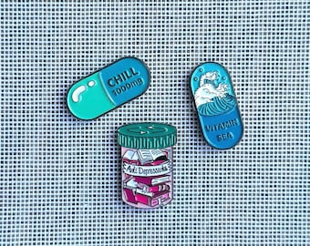 Magnetic Needle Minder - Funny Chill Pill Vitamin Design for Cross Stitch Needlepoint