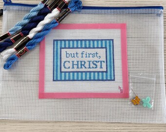 Jesus-Christ Beginner Needlepoint Kit – Hand-Painted Canvas, Threads, Supplies- Easter