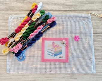 Book Worm - Zestaw do haftu krzyżykowego - Malowany ręcznie zestaw dla początkujących - Wszystkie materiały w zestawie - Płótno o oczkach 18