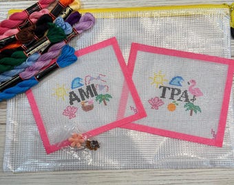Florida Beach Canvas - Needlepoint Kit – Beginner Handpainted Canvas - Tampa