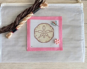 Sand Dollar Needlepoint Kit – Beginner Handpainted Canvas