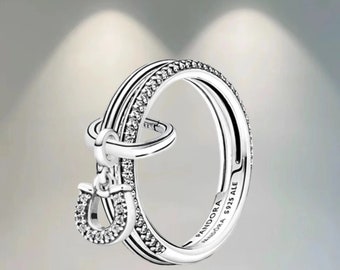 Pandora ME Rings, Minimalist Lucky Horseshoe Ring Set ,S925 Sterling Silver Charm Ring, Compatible Me Ring, Gift For her