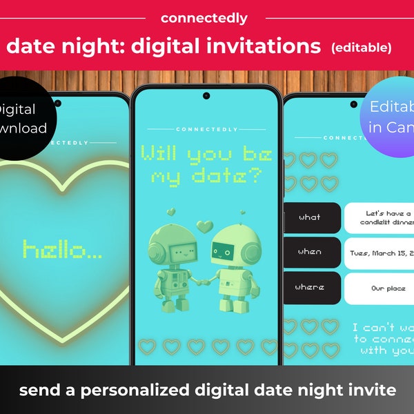Date Ideas for Couples. Digital invitation. Instagram Templates. Romantic Gift. Valentines Day Ideas. Digital Templates. Date Night