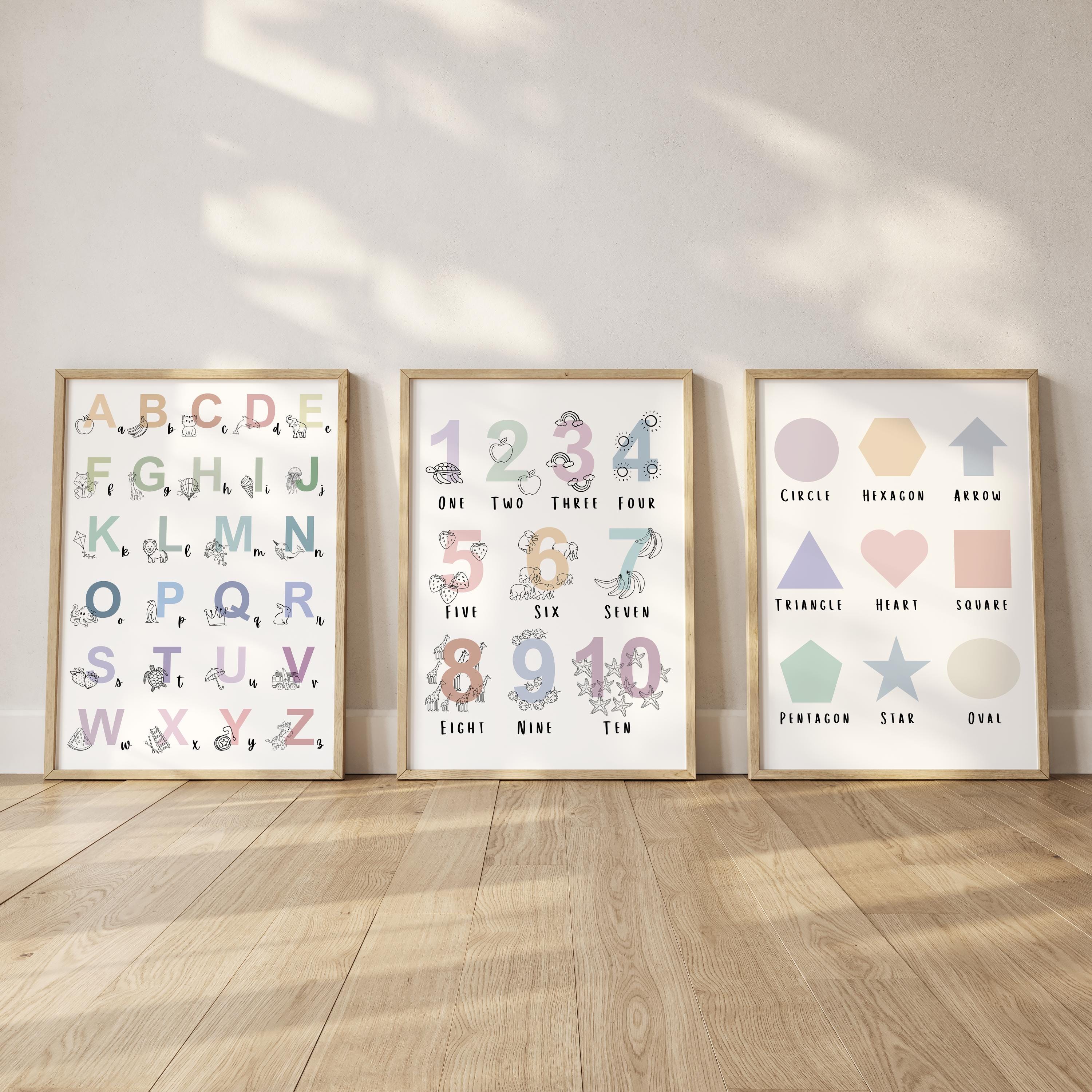 Educational Poster Set for Kids Room Education Wall Art for Homeschool ...