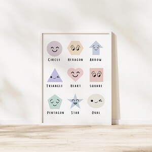 Education Posters For Homeschooling Pastel Shapes Poster For Toddler Playroom Printable Wall Art For Montessori Classroom Educational Prints