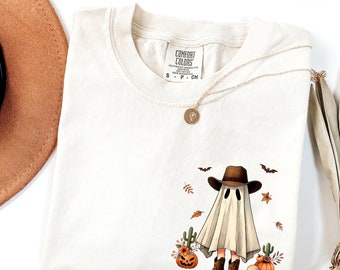 Comfort Colors® Halloween Cowboy Ghost Tshirt, Western Halloween Shirt, Funny Halloween Tee, Halloween Outfit, Cute Spooky Shirt Gift