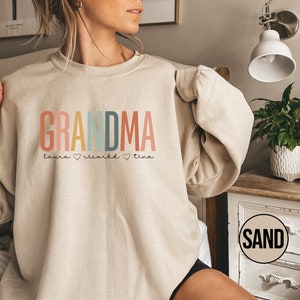 Personalized Grandma Sweatshirt With Grandchildren Names, Custom Granny Hoodie, Minimalist Grandma Gifts, Nana Outfit, Grandmother Clothings