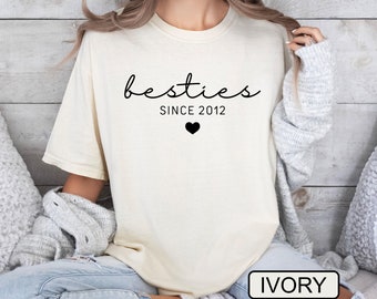 Custom Besties Since Comfort Colors T-shirt, Cute Birthday Gifts, Personalized Best Friends Shirt, Valentines Day Outfit, Bff Matching Tees