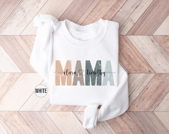 Custom Mama Sweatshirt With Children Names And Date, Personalized Mom Hoodie, Mama To Be Outfit, Baby Announcement Gifts, Mothers Day Gifts