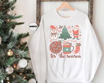 Tis The Season Sweatshirt, Christmas Holiday Hoodie, Merry Christmas Outfit, Christmas Tree Clothing, Holiday Xmas Hoodie, Winter Sweatshirt