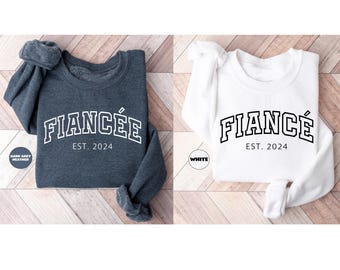 Custom Fiancee  Fiance Sweatshirt, Matching Engagement Hoodie, Personalized Bride & Groom Bridal Party Outfit, Future Wife Clothing Gifts