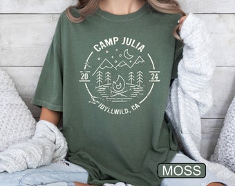 Comfort Colors® Custom Camping T-shirt, Personalized Camper Shirt, Camping Crew Outfit, Vacation Trip Clothing, Matching Family Camping Tees