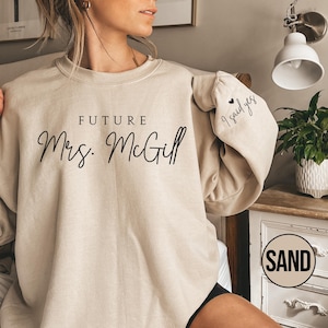 Custom Future Mrs Sweatshirt, Personalized Fiancee Hoodie, I Said Yes Outfit, Engagement Gifts, Bride To Be Hoodie, Bridal Shower Clothing