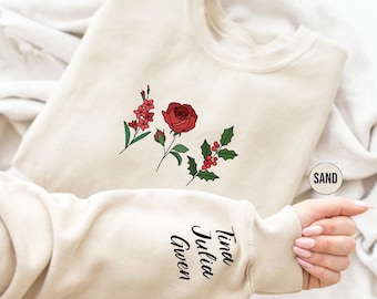 Custom Birth Month Flower Sweatshirt With Names On Sleeve, Personalized Birth Flower Hoodie, Cute Grandma Outfit, Happy Mother's Day Gifts
