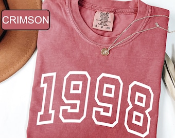 Comfort Colors® Custom Birth Year Shirt, Birthday Year T-shirt, Birth Date Tee, 1998 Inspirational Birth Year Number Outfit, Birthday Gifts