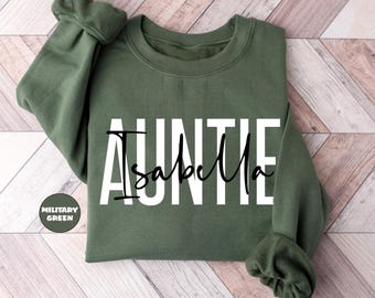 Personalized Auntie Sweatshirt, Custom Aunt Hoodie With Name, Aunt To Be Outfit, Pregnancy Reveal Aunt Clothing Gifts, Cute Aunt Hoodie Gift