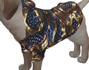 Sudadera con capucha para perro con la bandera de EE. UU., conjunto para perro pequeño, ropa para perro grande, sudadera para perro, jersey para perro, suéter, capucha, regalo para perro, estrellas doradas brillantes