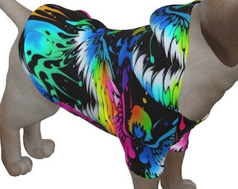 Sweat à capuche psychédélique fractal pour chien, tenue pour petit chien, vêtements pour grand chien, sweat-shirt pour chien, pull, pull, capuche, cadeau pour chien, ange trippy