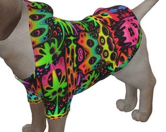 Sudadera psicodélica para perros, ropa para perros pequeños, ropa para perros grandes, sudadera para perros, jersey para perros, suéter, capucha, regalo para perros