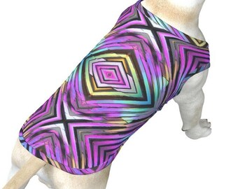 Holografische Rainbow Dog Shirt, Big Dog Tank Top, Large Canine Vest, Cadeau voor Hond Verjaardag, Doggy Outfit, Trendy Pet Kleding, Trippy Rave