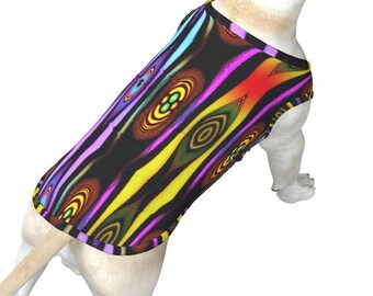 Op Art Dog Shirt, Trippy Big Dog Tank Top, Large Canine Vest, Cadeau voor hond verjaardag, Doggy Outfit, Trendy huisdierkleding, psychedelische neon