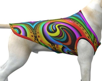 Psychedelische Fractal Dog Shirt, Big Dog Tank Top, Large Canine Vest, Cadeau voor Hond Verjaardag, Doggy Outfit, Trendy Pet Kleding, Trippy, Rave