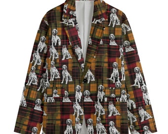 Irish Setter Plaid Tartan Dog Blazer, Men's Cotton Blazer, Sport Coat, Smoking Jacket, Dinner Jacket, Plus Sizes, Designer Luxury Blackwatch