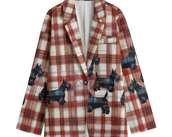 Blazer pour chien terrier écossais à carreaux vichy, Blazer en coton pour femme, Veste de costume, Manteau de sport, Grandes tailles, Marque de luxe, Veste de cérémonie, Tartan