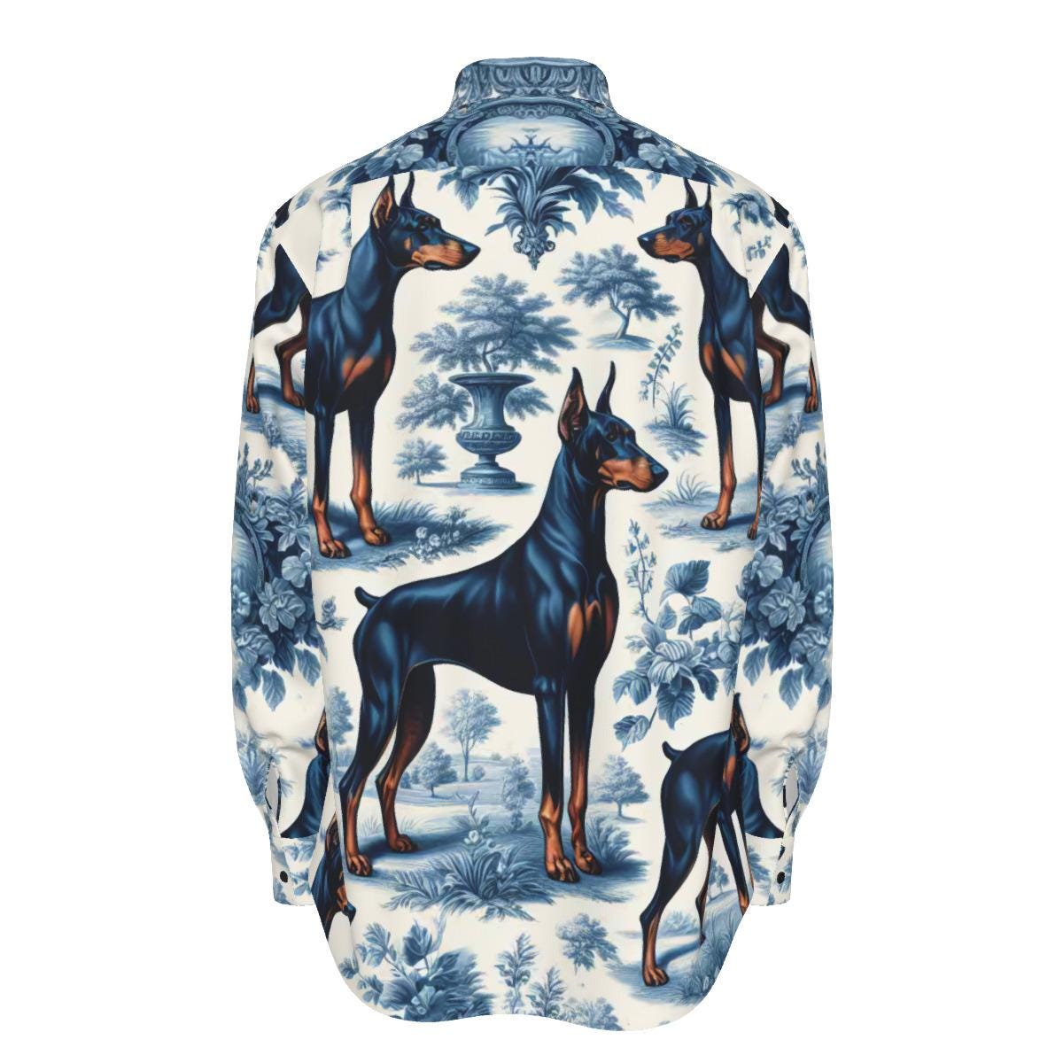 Doberman Pinscher Jouy De Toile Cotton Mens Shirt Button up Dog