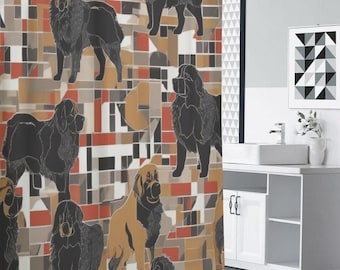 Leonberger Dog Shower Curtain, De stijl , Fluxus, Custom Dog Breed Shower Curtain, Home Decor, Heavyweight Opaque Waterproof, Modernist