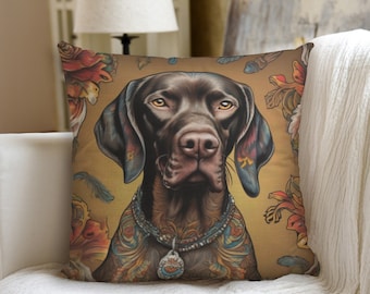 German Shorthair Pointer Dog Pillow, Gift for Dog Lover, Home Decor, Decorative Throw Pillows, Custom Breed, Gift for Mom, Eclectic Boho